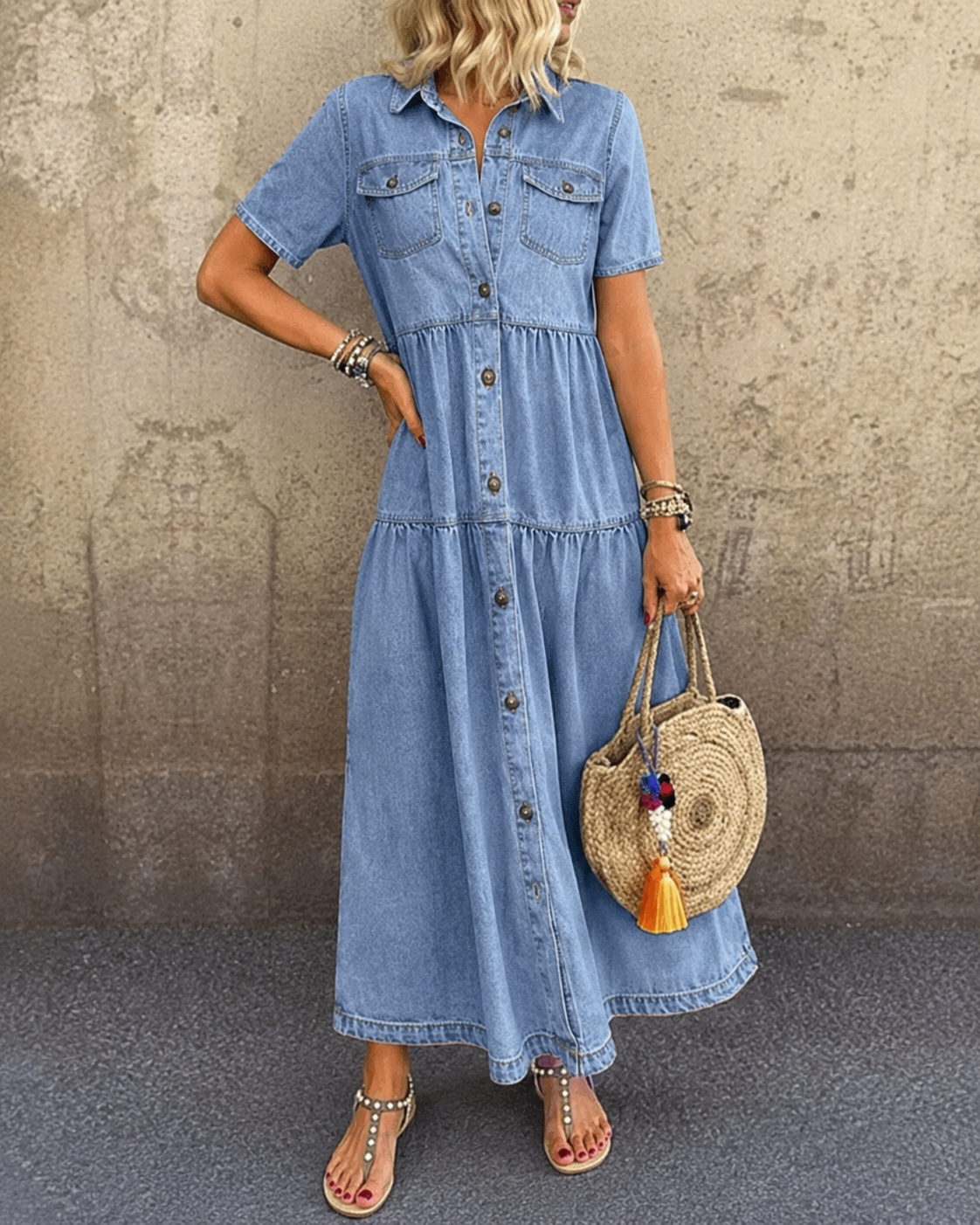 Grace | Denim Midi Dress