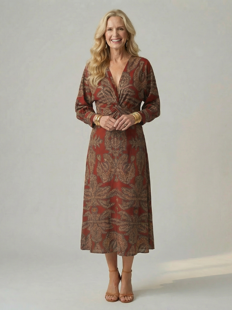 Narelle | Natural Wrap Midi Dress