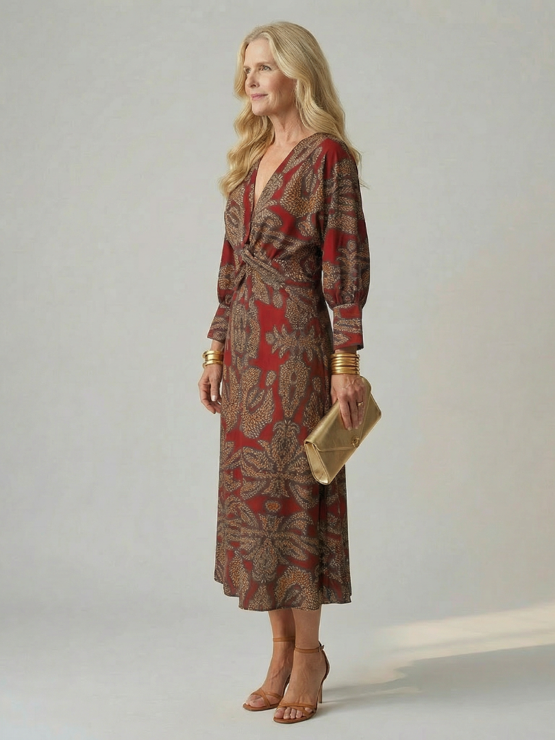 Narelle | Natural Wrap Midi Dress