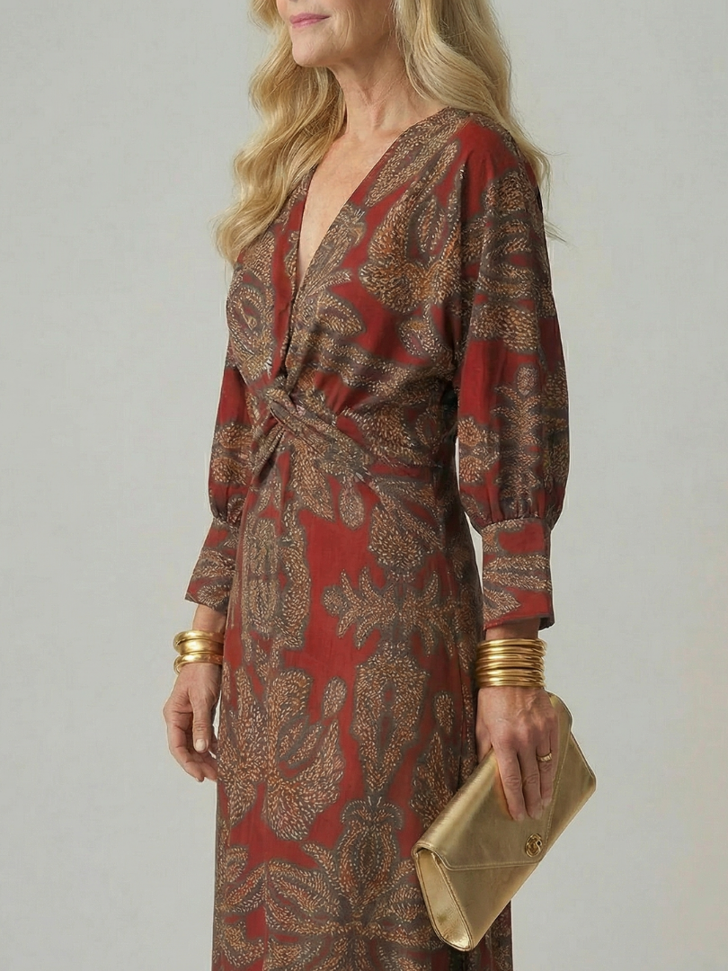 Narelle | Natural Wrap Midi Dress