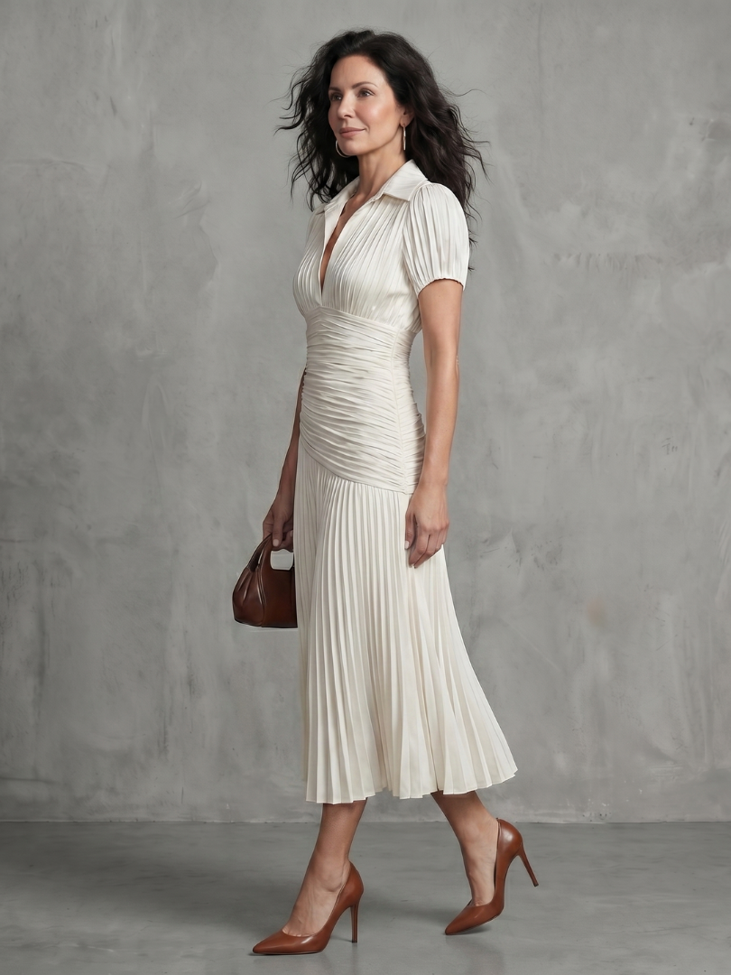 Jasmine | Pleated Midi Dress