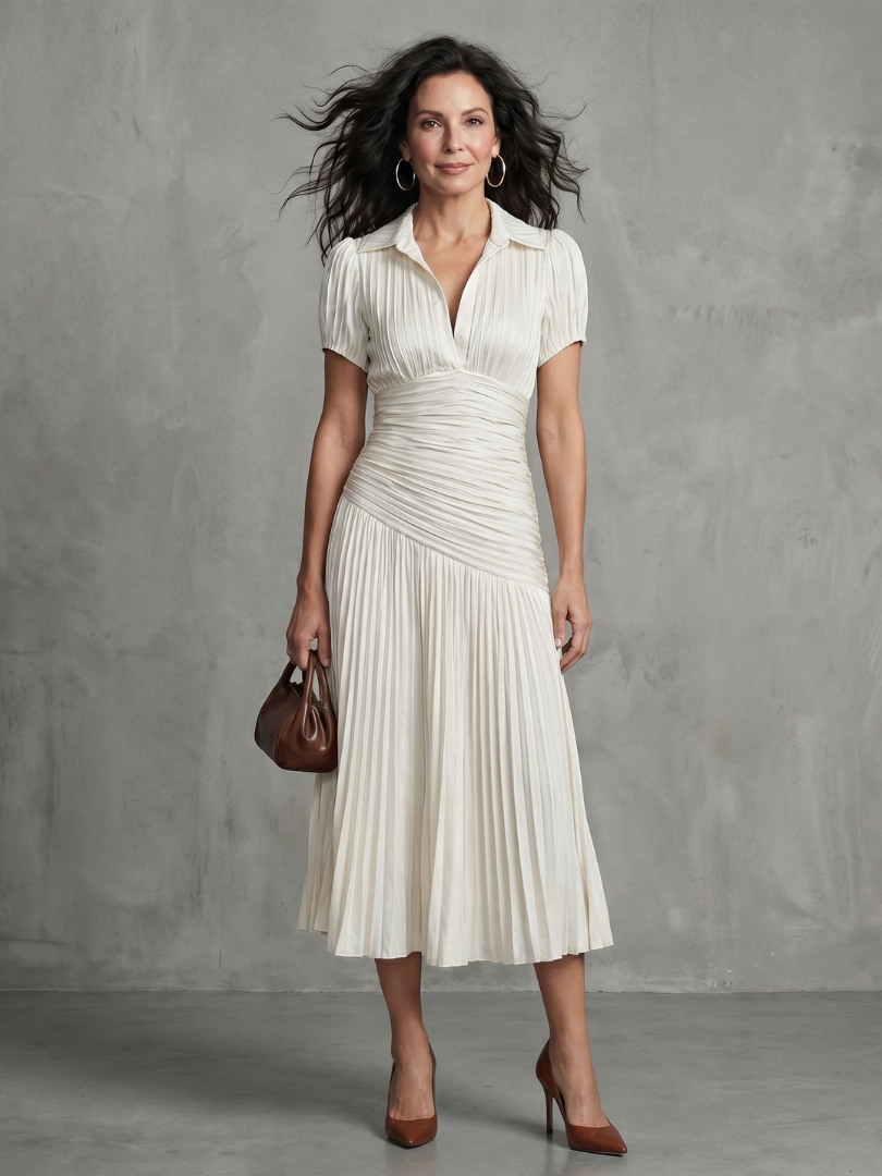 Jasmine | Pleated Midi Dress