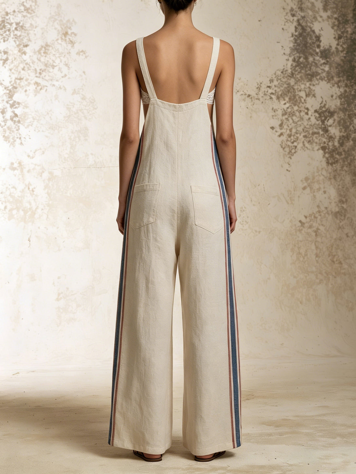 Relaxed Wide Leg Striped Utility Bib Overalls – Stylish Dungaree Jumpsuit