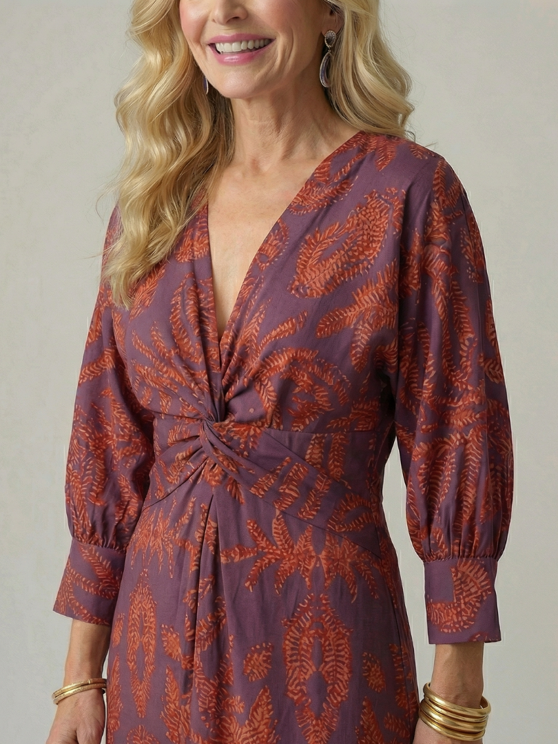 Narelle | Natural Wrap Midi Dress