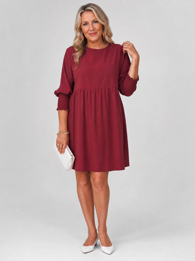 Corinne | Mini Dress with Long Sleeves and Smocked Cuffs