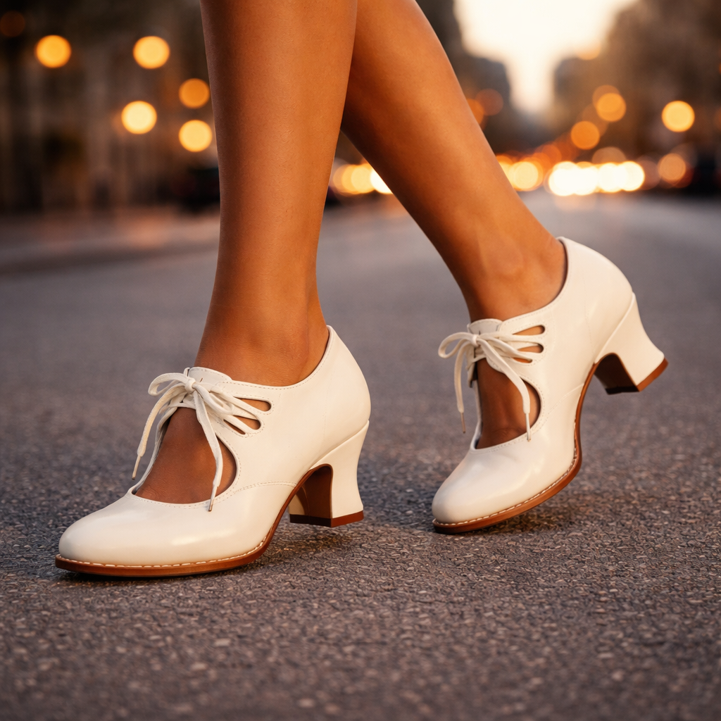 Camille | Leather Lace Heels