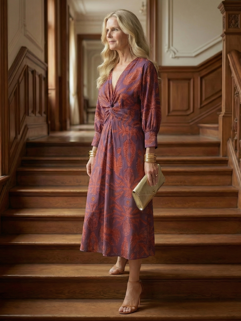 Narelle | Natural Wrap Midi Dress