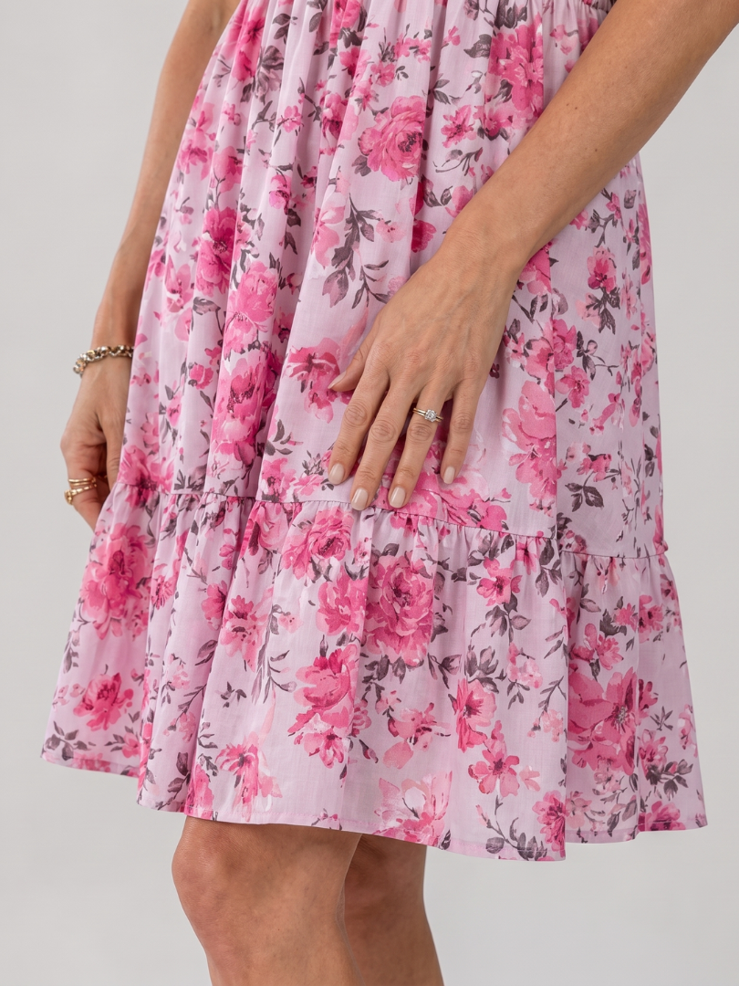 Rosabelle | Floral Print Knee-Length Dress with Spaghetti Straps