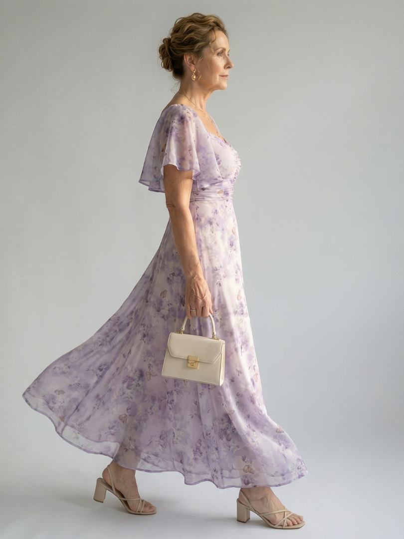 Amelie | Flutter Sleeve Midi Dress
