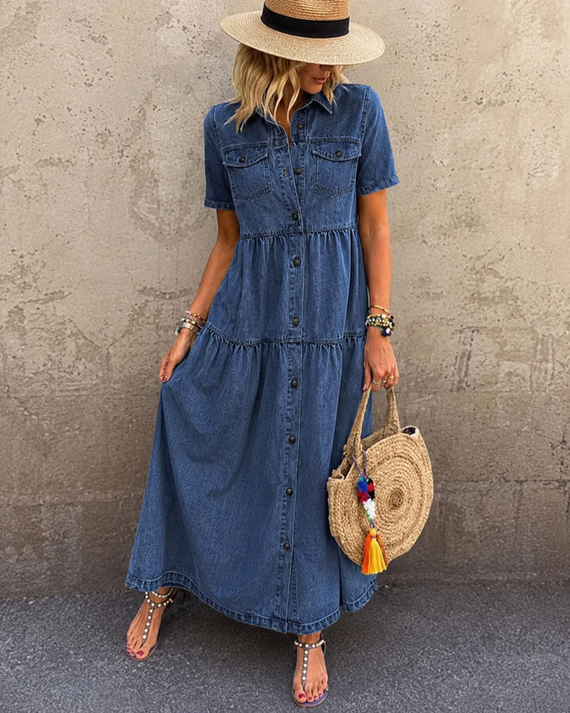 Grace | Denim Midi Dress