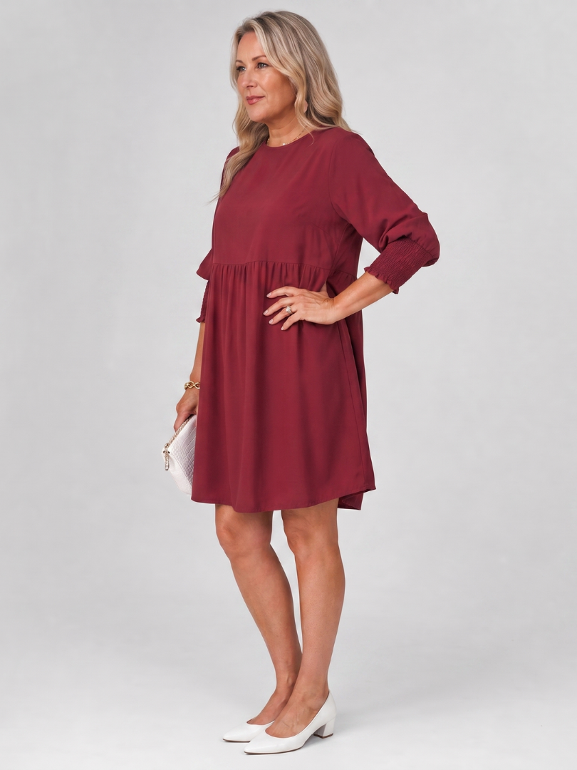 Corinne | Mini Dress with Long Sleeves and Smocked Cuffs