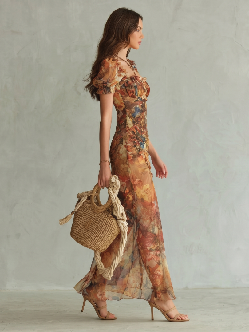 Ciel | Ruffled Sleeve Midi Dress