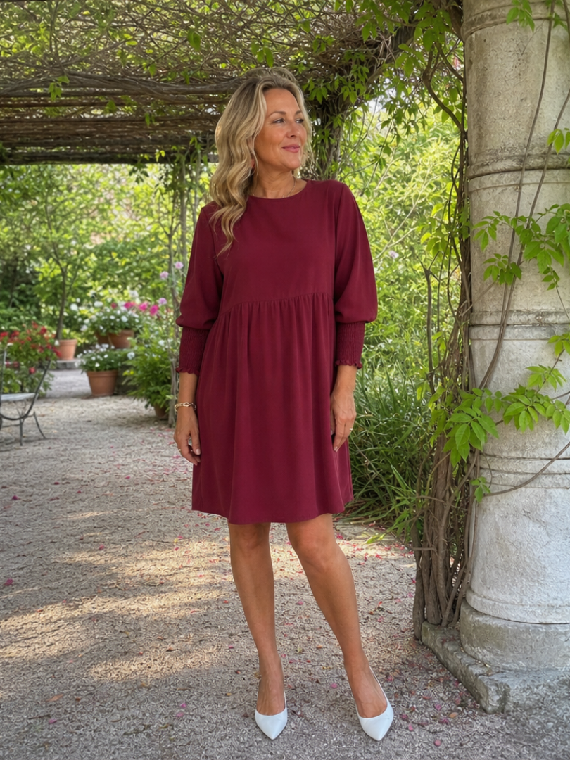 Corinne | Mini Dress with Long Sleeves and Smocked Cuffs