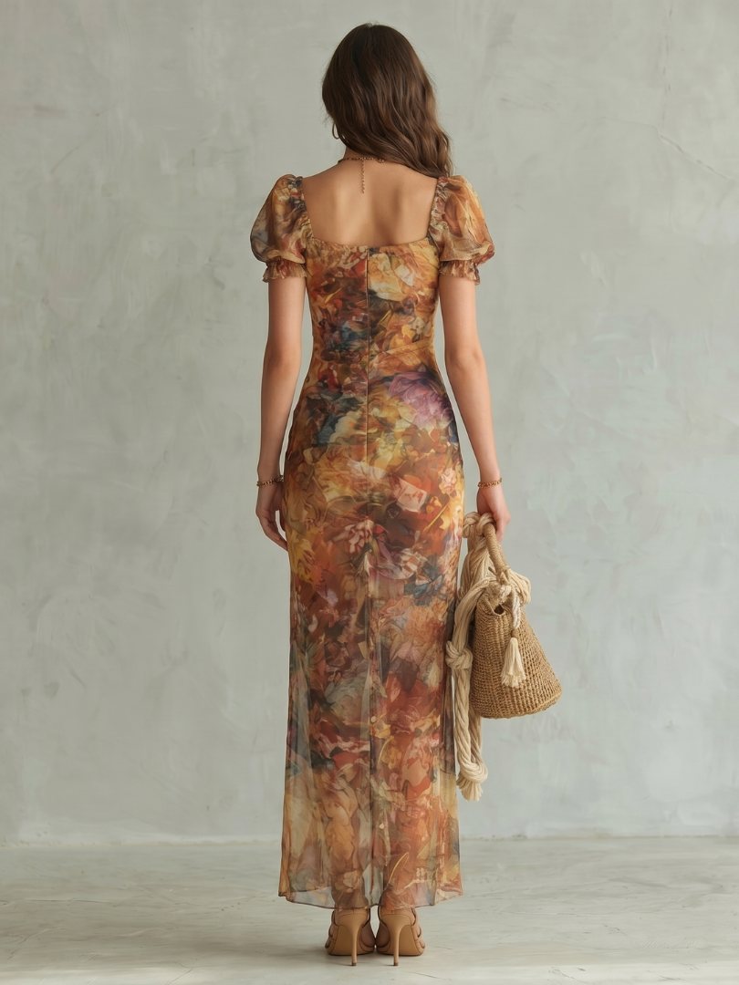 Ciel | Ruffled Sleeve Midi Dress
