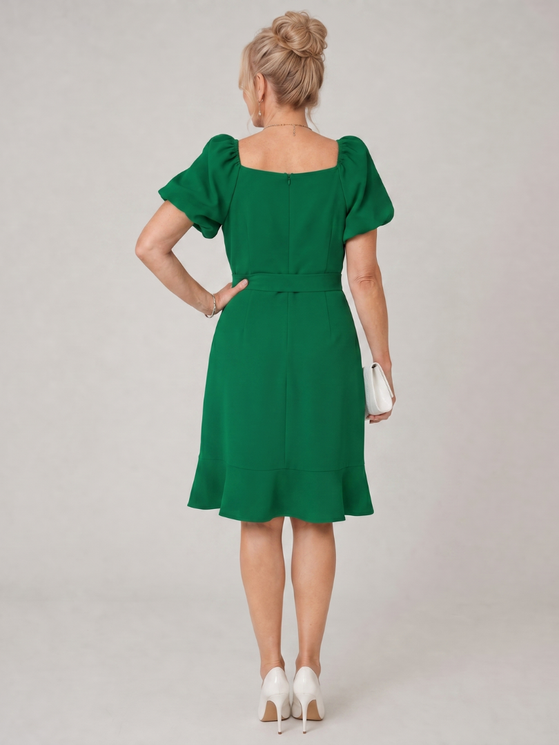 Ruosa | Mini Dress with Short Puff Sleeves and Side Tie Detail