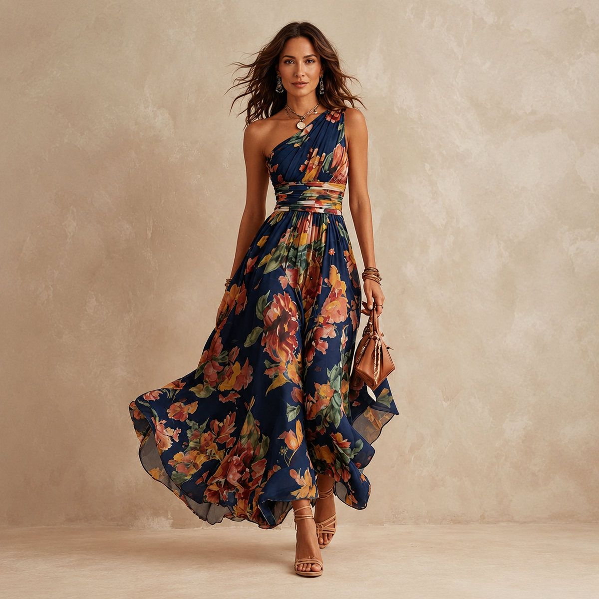 Marlee | One-Shoulder Floral Maxi