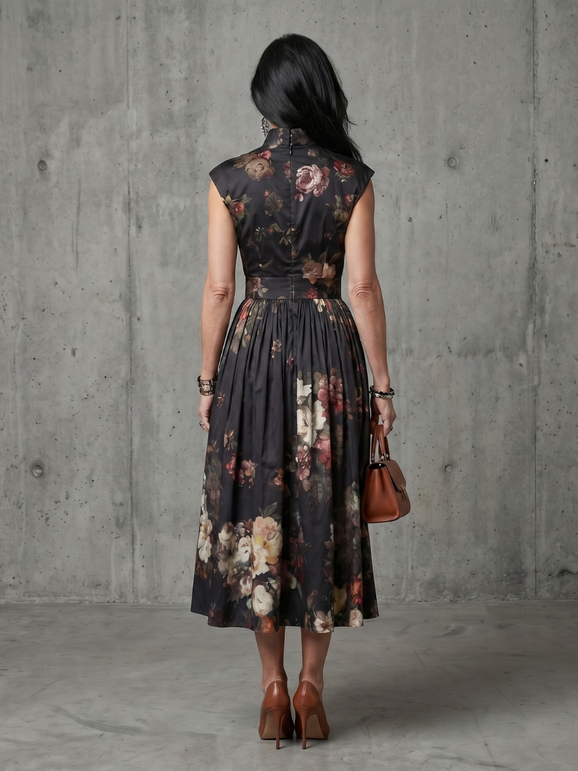 Greta | Floral Pleated Midi Dress