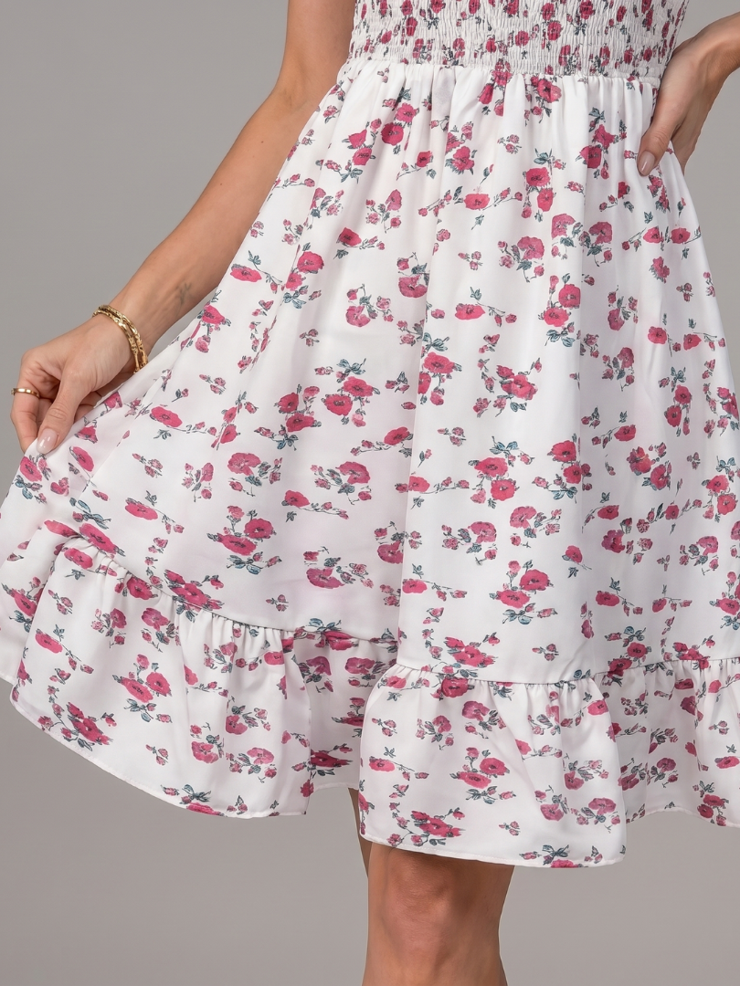Rosabelle | Floral Print Knee-Length Dress with Spaghetti Straps