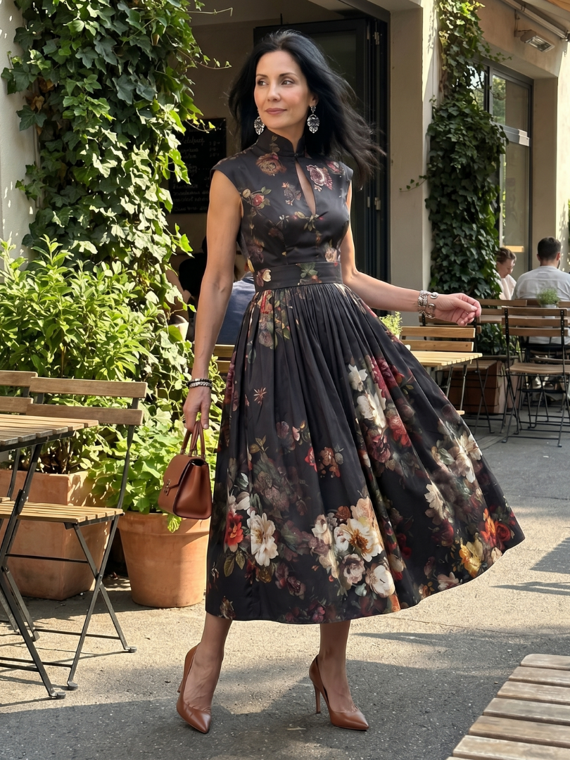 Greta | Floral Pleated Midi Dress