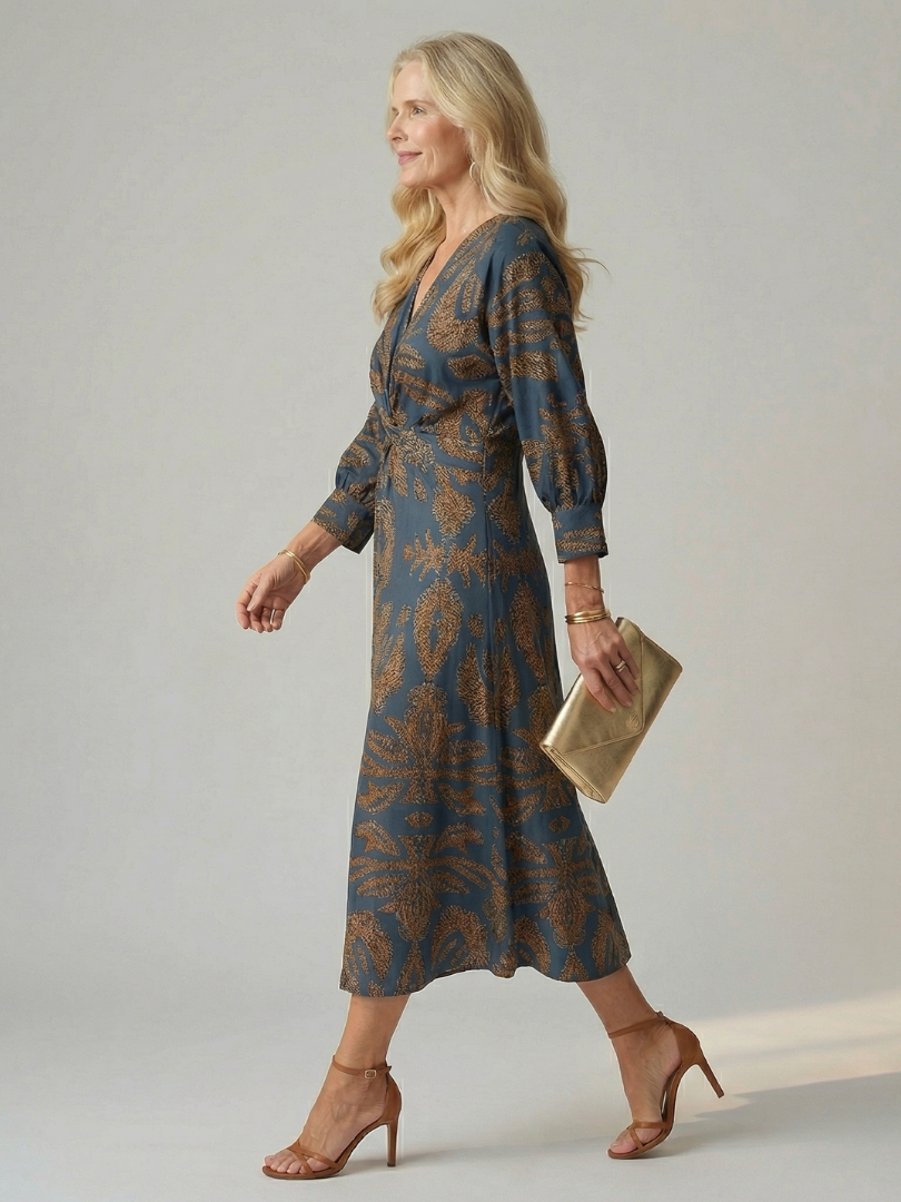 Narelle | Natural Wrap Midi Dress