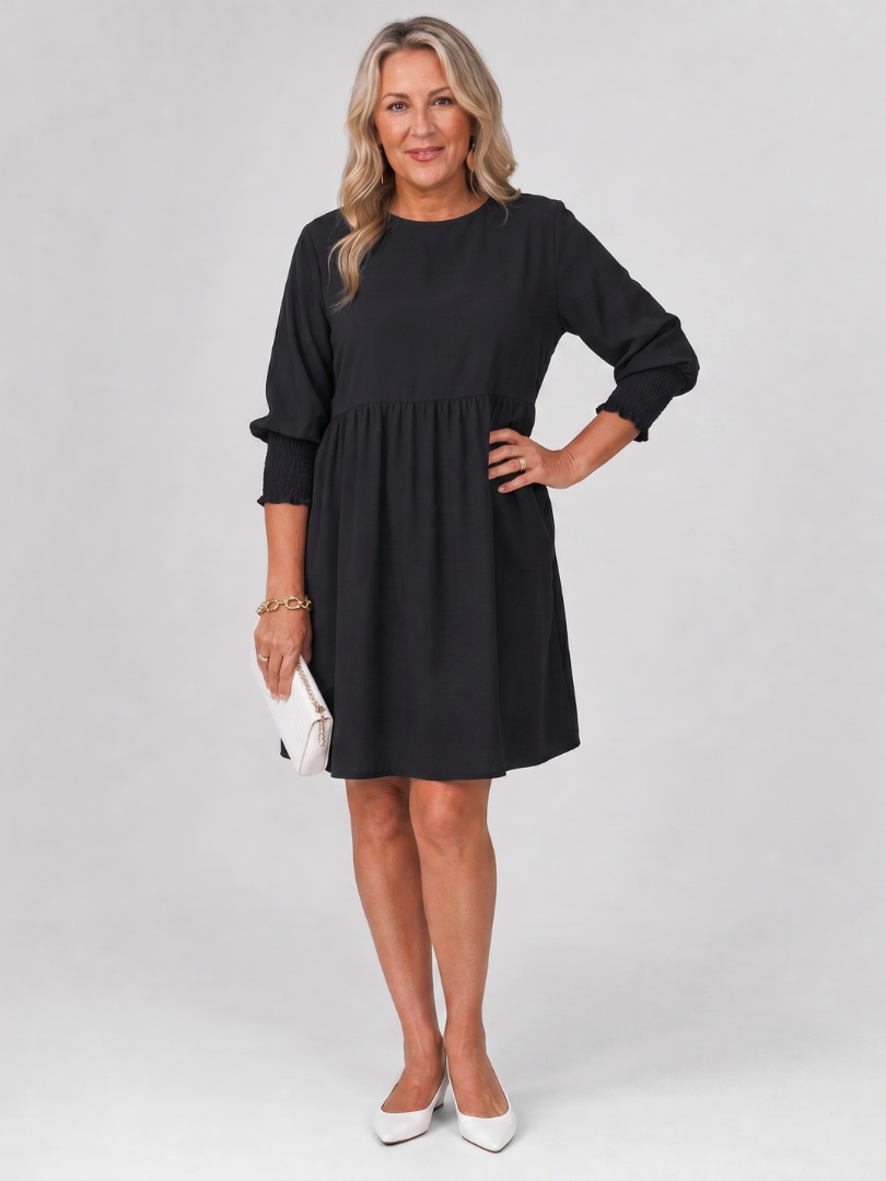 Corinne | Mini Dress with Long Sleeves and Smocked Cuffs