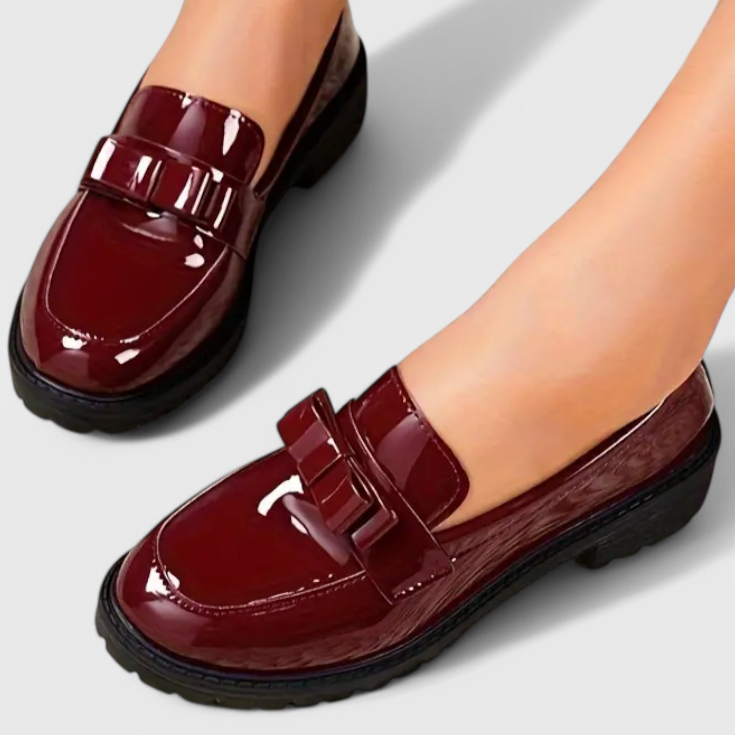 Julie | Block Heel Loafers with Bow Accent