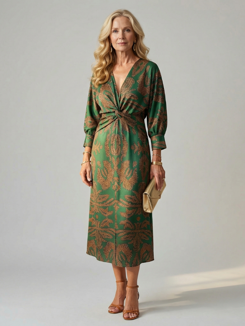 Narelle | Natural Wrap Midi Dress
