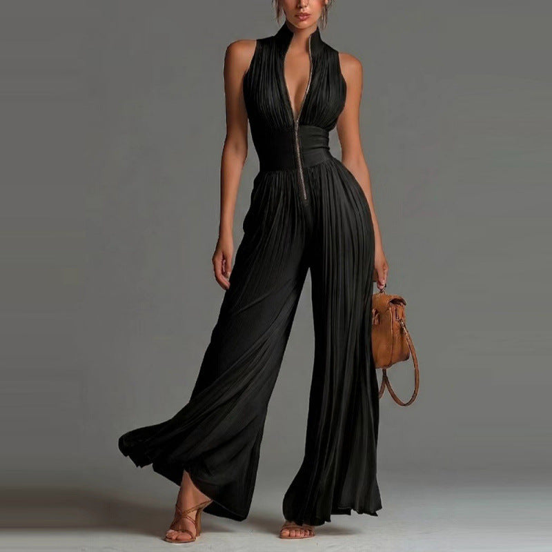 Margot | Pleated Floral Chiffon Jumpsuit