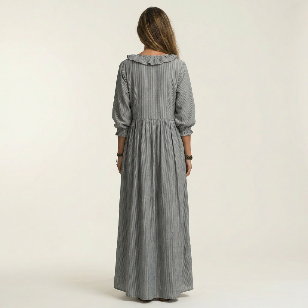 Yosetta | Ruffle V-Neck Maxi Dress
