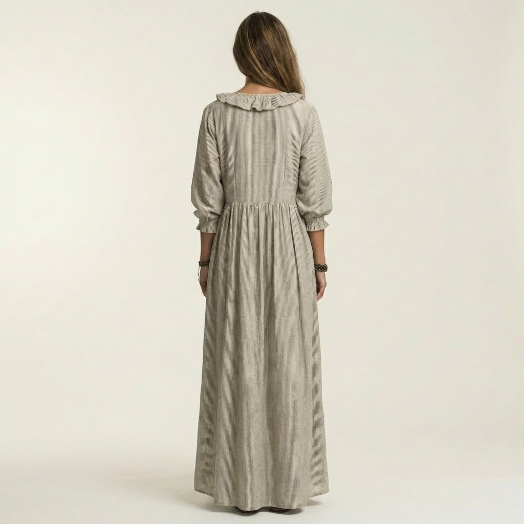 Yosetta | Ruffle V-Neck Maxi Dress
