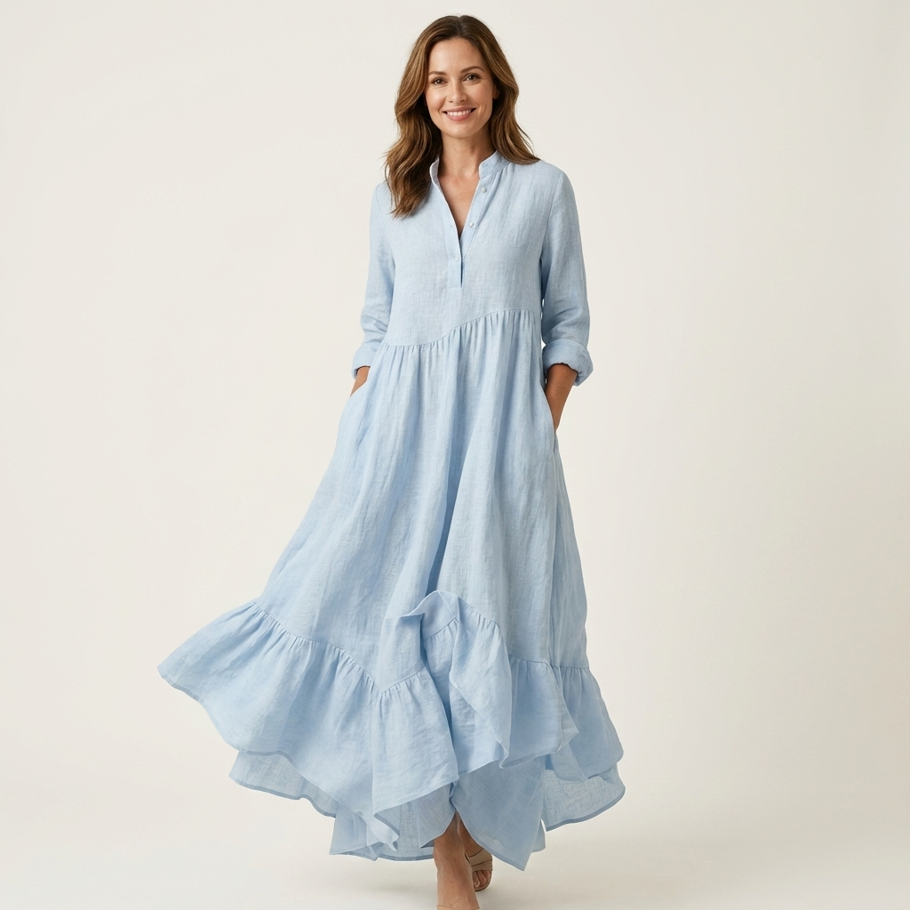 Jilana | Stand-Collar Maxi Dress