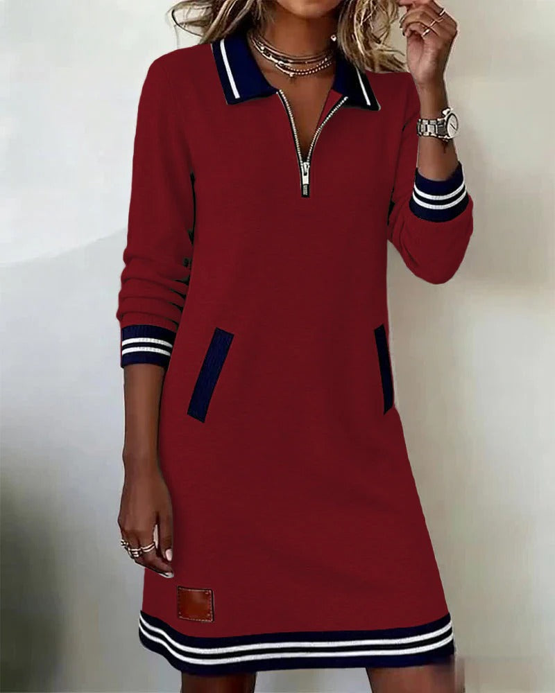 Lenora | Zip Collar Sweatshirt Dress
