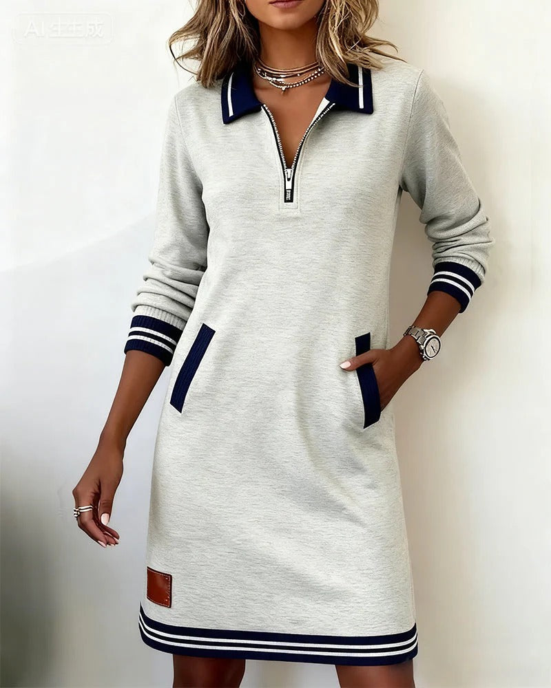 Lenora | Zip Collar Sweatshirt Dress