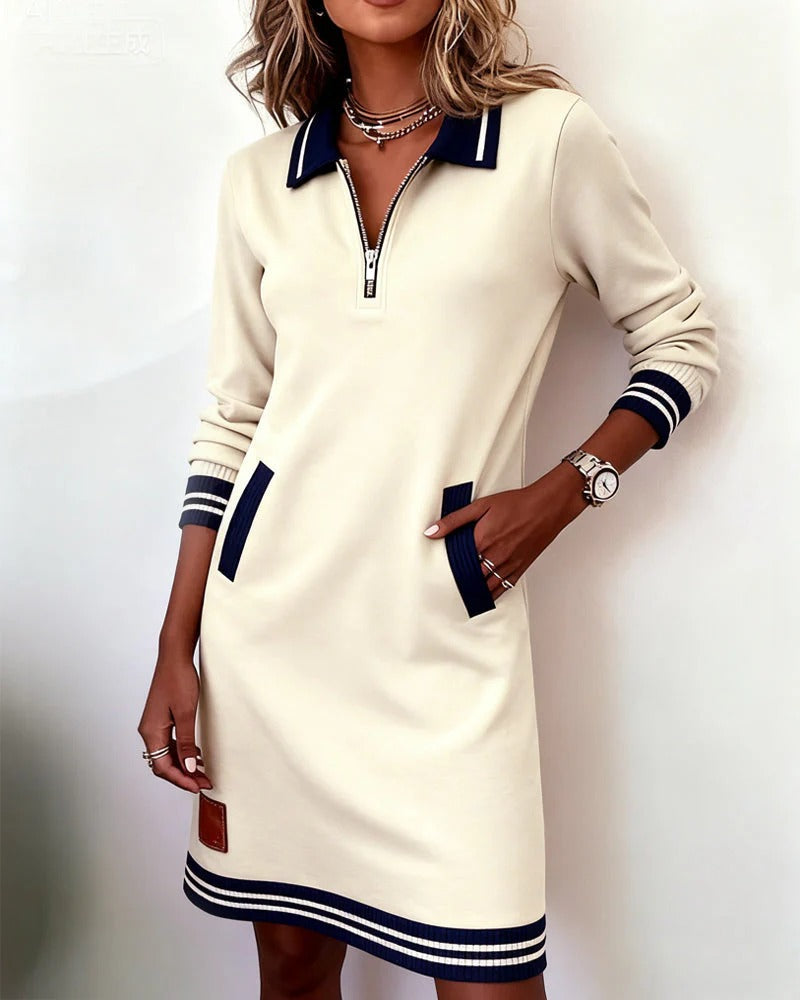 Lenora | Zip Collar Sweatshirt Dress