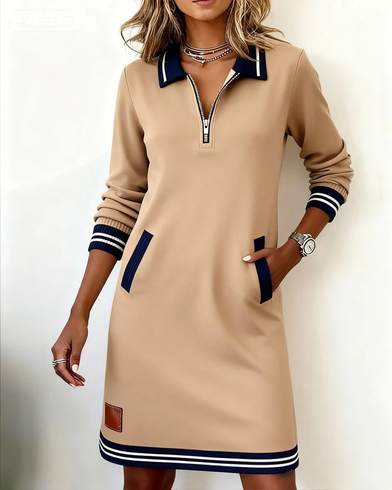Lenora | Zip Collar Sweatshirt Dress