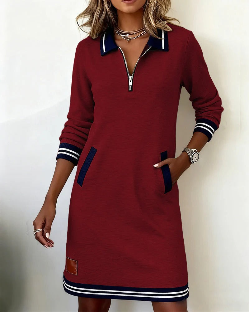 Lenora | Zip Collar Sweatshirt Dress